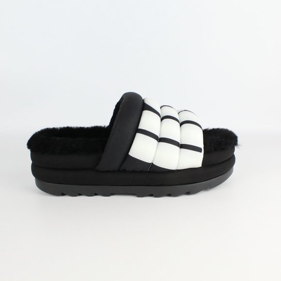 NEW UGG Maxi Genuine Shearling Sporty Logo Slide Sandals, - Picture 3 of 14